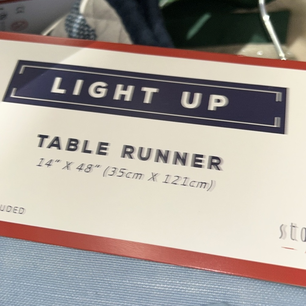 Storehouse Americana Red White Blue Table Runner July 4th Fireworks Light Up Dog - Picture 4 of 4